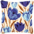 kreuzstichkissen blauwe tulpen