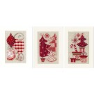 stickpackung weihnachtskarte (3 st.) kerstaccessoires in roodtinten