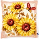 kreuzstichkissen zonnebloemen met vlinder