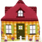 kreuzstichkissen huis geel (incl. kissenrücken)