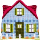 kreuzstichkissen huis blauw (incl. kissenrücken)