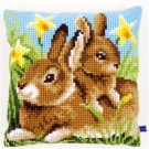 kreuzstichkissen mama en baby konijn