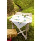 kreuzstichdecke pauwen met bloemen, wit