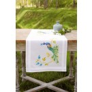 kreuzstichläufer pauwen met bloemen, wit
