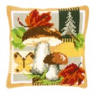 kreuzstichkissen herfst, bospaddestoelen