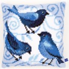 kreuzstichkissen blauwe vogels