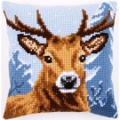 kreuzstichkissen hert in wintersfeer