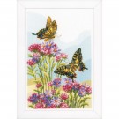 stickpackung vlinders op paars/rose bloemen