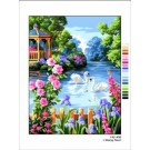 stramin zwanen met bloemen