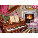 stramin + garnpaket, pianoscene met rozen