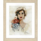 stickpackung romantische vrouw met bloem